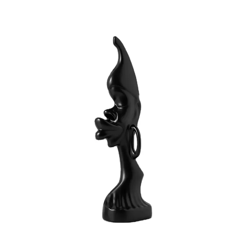 Nordic Style African Home Decoration Black And White Ceramic Crafts Figures Ornaments