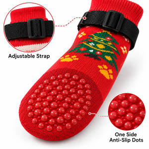 Chaussettes de Noël <span class=keywords><strong>pour</strong></span> <span class=keywords><strong>chien</strong></span> avec points antidérapants, sangle réglable, bottes de protection <span class=keywords><strong>pour</strong></span> pattes d'animaux, motif festif, douces et chaudes, <span class=keywords><strong>pour</strong></span> intérieur et extérieur - Product Image 3