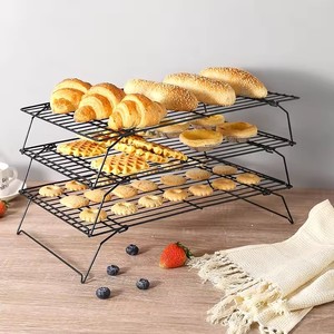 Rak Pendingin Kue 3 Tingkat XR Terlaris, Rak Pendingin Lipat dari Kawat dengan Lapisan Anti Lengket 13 inci, Tempat Pendingin Kue Kering dan Biskuit - Product Image 1