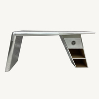 Bureau d'écriture en aluminium avec rangement, style aile d'avion, personnalisable pour la maison, le bureau ou l'hôtel