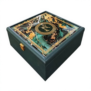 Handcrafted Solid Wood Polished Storage <b>Gift</b> <b>Box</b> Scodix Digital Print Series 18x10 Inch 16 Cavity 4 Jars Animal <b>Easter</b> Halloween - Product Image 1