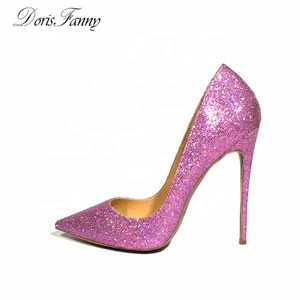 Wholesale Dropshipping Women's Purple Glitter Thin Heel Pointed Toe Slip-On Bridal <b>Shoes</b> Breathable Lightweight Autumn - Product Image 2