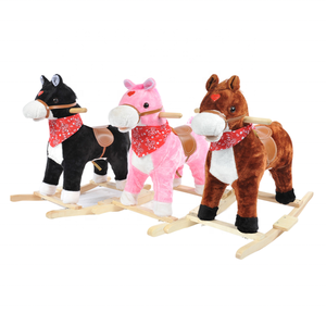 Caballo <span class=keywords><strong>de</strong></span> balancín <span class=keywords><strong>de</strong></span> peluche <span class=keywords><strong>de</strong></span> animales <span class=keywords><strong>de</strong></span> <span class=keywords><strong>madera</strong></span> multicolor lindo Niño con mango - Product Image 2