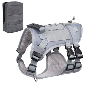 Tactical Pet Harness Multi-Functional Adjustable Reflective Breathable Oxford Vest Large <b>Dogs</b> Soft Padded No-Choke <b>Button</b> - Product Image 5