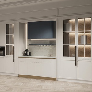 Modern Kitchen Base <b>Cabinets</b> With Quartz Countertops And Integrated Design Green Lacquered Finish Wall Mount Style - Product Image 6