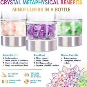 Özel Logo doğal gül kuvars kristal şifa cam su şişeleri gül altın Elixir Infused Gem içecek şişeleri - Product Image 2