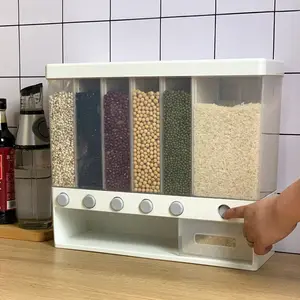 नई रसोई भंडारण खाद्य चावल मशीन 6-ग्रिड अनाज बाल्टी चावल कंटेनर भंडारण बॉक्स