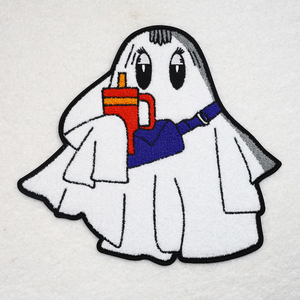 Moda personalizable Chenille gran fantasma parche hierro en bordado Halloween camisa parches al por mayor - Product Image 3