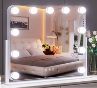 Miroir de maquillage avec ampoule LED - 360 °   Miroir de maquillage de table avec éclairage, rotation et écran tactile à intensité variable