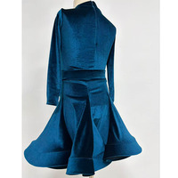 Robe de danse latine à manches longues pour filles, ensemble 2 pièces en velours, justaucorps et jupe, costume de danse latine, tenue de performance