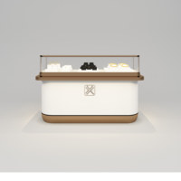 Vitrine de présentation de bijoux d'île, comptoir, armoire rectangulaire, éclairage LED, MDF, exposition, vente au détail, centre commercial, magasin