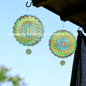 Molino de Viento Mandala LED de 12 Pulgadas, 3D, de Acero Inoxidable, con Energía Solar, Resistente al Agua, para Decoración de Jardín, Venta al Por Mayor - Product Image 6