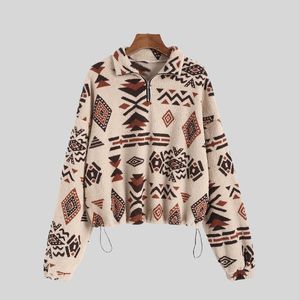 Custom Coat for <strong>Ladies</strong> Aztec Print Ethnic Ultra Fine <strong>Teddy</strong> <strong>Bear</strong> <strong>Fleece</strong> <strong>Hoodie</strong> Zipper Coat - Product Image 2