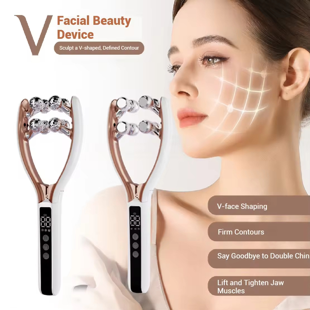 Rechargeable Handheld Face Beauty Massager Skin Care Lifting Tighten v Shape Slimming Electric Roller Massager