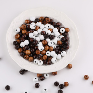 Wood <b>Beads</b> 10mm Round White Light Brown Dark Brown <b>Loose</b> <b>Beads</b> For Jewelry Making DIY Accessories - Product Image 5