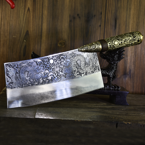 Manche en cuivre forgé à la main chinois évidé couteau à trancher tranchant en acier inoxydable coupe de viande couteau de chef couteau cadeau - Product Image 2