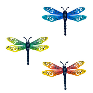 Décoration <span class=keywords><strong>murale</strong></span> en métal en forme de libellule, art de clôture de <span class=keywords><strong>jardin</strong></span> d'extérieur, décorations suspendues pour salon, chambre à coucher - Product Image 1