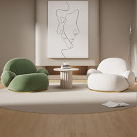 Fauteuil en velours crème moderne, une place, tendance, avec mousse haute densité, personnalisable, pour salon, petit appartement, villa