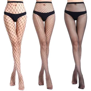 Bas en maille transparente pour femmes, collants en résille Sexy, Slim, trous en filet pour fête, bas noirs, petit/moyen/grand maille, été