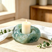 Support de Bougie en Pierre Brute de Fluorite Verte Naturelle, Poli, pour Décoration Spirituelle et Méditation, Vente en Gros