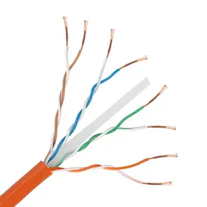 Harga grosir indoor outdoor 23awg 305m harga Roll lapis baja ethernet cat6 kabel orange