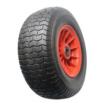 Roue pleine en mousse PU anti-crevaison 16X6.50-8 avec moyeu en plastique rouge pour chariot et voiturette de golf