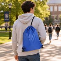 Sac à dos de voyage personnalisé en polyester avec logo, motif dessin animé, grande capacité, sac à chaussures en nylon à cordon, bandoulière tendance