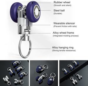Sessiz Paslanmaz Çelik Perde Rayı Makaraları-20mm Çaplı Tavan/Duvara Monte Kaydırıcılar Ev Ofis için Kasnak Kaydırıcılar - Product Image 3