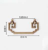 Poignée de tiroir de style chinois, motif antique à motifs de rouleaux, en laiton massif doré, modèle 14016B, fabriqué en Chine