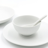 Assiettes de table pour restaurants, service de vaisselle, assiette plate à salade, blanc mat émaillé, 8,25 pouces, assiettes en porcelaine, style chinois traditionnel