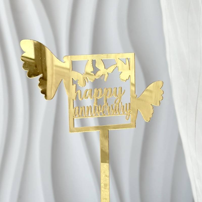 Papillon carré doré - Joyeux Anniversaire