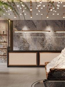 Carrelage en porcelaine de grand format couleur céramique dorée 3200*1600 Pierre frittée pour le plancher du hall du salon - Product Image 4