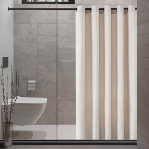 Rideaux de <span class=keywords><strong>douche</strong></span> aspect <span class=keywords><strong>lin</strong></span> imperméable polyester cationique pour décor de salle de bain - Product Image 5