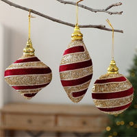 Adornos Navideños de Espuma con Rayas Rojas y Doradas, Bolas de Navidad con Purpurina en Espiral, Bolas Colgantes de Forma Cónica