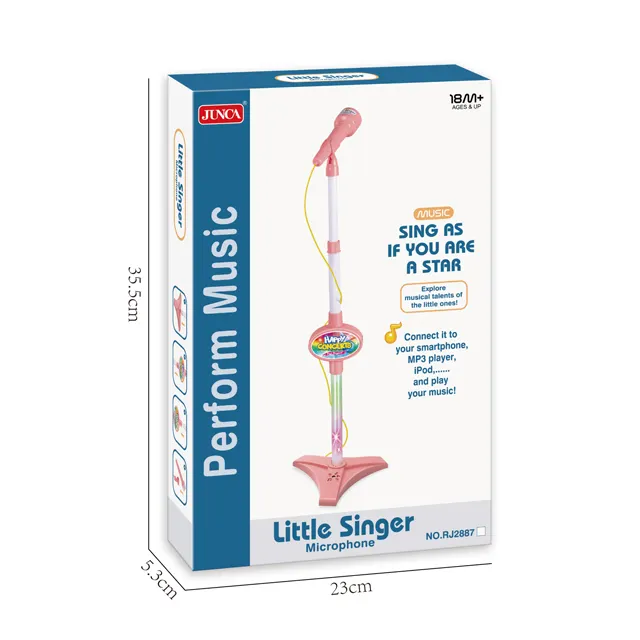 Microfone educacional elétrico rosa de tubo único Starlight para mesa com função MP3 Karaokê multifuncional Brinquedo musical para crianças