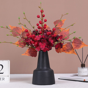 Bouquet de baies artificielles Ruilisi, feuilles d'érable, fleurs en soie plastique, décoration pour Halloween, mariage, maison - Product Image 2
