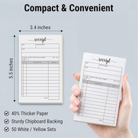 Carnet de reçus autocopiants pour petites entreprises de boutique, 2 feuillets, pour commandes et factures
