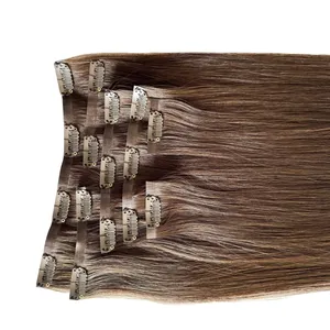 Необработанные натуральные необработанные русские бесшовные накладные зажимы для наращивания волос 100 человеческих волос