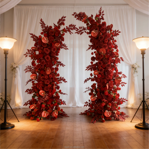 Arco Metallico a Forma di Cuore Bordeaux di Lusso 6-7 Piedi, Pezzo Centrale Perfetto per Cerimonie Nuziali e Decorazioni per Eventi - Product Image 3