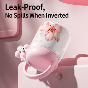 DILLER Bottiglia Termica Isolante da 200ml, Design Ciliegio e Panda, in Acciaio Inox SUS316, Mini Tumbler Termico con Manico - Product Image 3