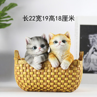 Boîte de rangement personnalisée en résine en forme de chat, adorable panier de rangement en résine en forme de chat pour la décoration du salon