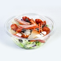 Conteneur d'emballage alimentaire jetable en PET recyclé, transparent, 16 oz, 24 oz, bols ronds en plastique pour salade de fruits avec couvercles