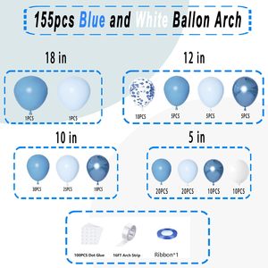 Kit d'arche de ballons et guirlande pour décorations de mariage, anniversaire, baby shower, révélation du sexe – Bleu poudré et blanc - Product Image 4