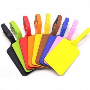 Vente directe d'usine - Étiquette de bagage en cuir PU uni et coloré pour voyage en avion - Product Image 6