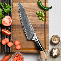 Couteau de chef japonais Gyuto de 9 pouces avec cœur en acier Damas VG10, ultra-affûté, pour la cuisine, avec manche en bois stabilisé et résine