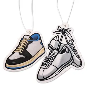 New gifts car smell printed designer shape shoes sneaker car air freshener with custom packaging