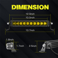 Barre lumineuse LED fine de 12 pouces à faisceau spot jaune de 50W pour pare-chocs de voiture 4x4