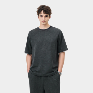 T-shirt Homme Col Rond Ample Personnalisable en Maille Unie de Haute Qualité, Coupe Oversize, Vente en Gros - Product Image 6