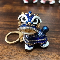 Porte-clés Mini Lion Dansant en Métal, Tête Rotative, Strass en Cristal, Pendentif de Sac Anime, Cadeau de Nouvel An Porte-Bonheur, Vente Chaude