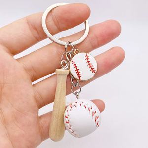 Mini Baseball Softball Simulation Keychain 3 Styles Plated Wood Sports Souvenir Diamond-Plated Diamond Sports Charms Jewelry - Product Image 5